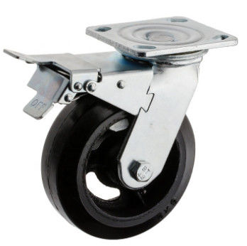 6インチのブレーキ ゴム製車輪の鉄の足車が付いている頑丈な足車の車輪